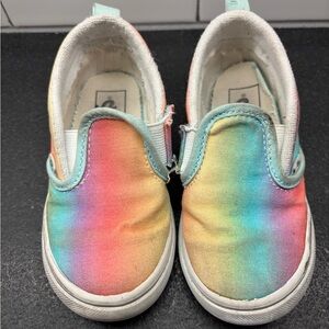 Vans Kids Slip-On Sneakers - Pastel Rainbow Canvas